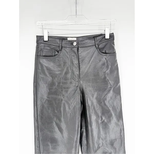 Aritzia Wilfred Melina‎ Faux Leather Straight Leg Pants Women's Size 0 Black - Image 5