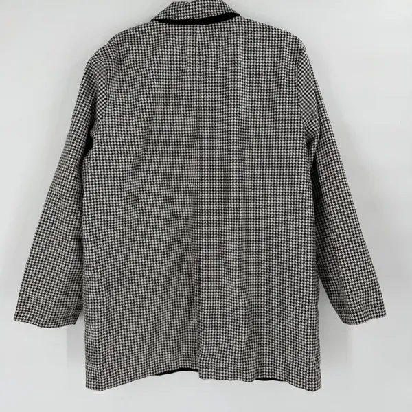 Ralph Lauren Reversible Coat Women Large‎ Black Houndstooth Dark Academia - Image 4