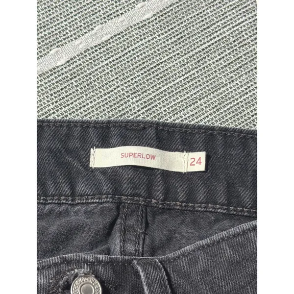 Levis Womens Black Wide Leg High Rise Denim Jeans Size 24 Streetwear Casual - Image 3