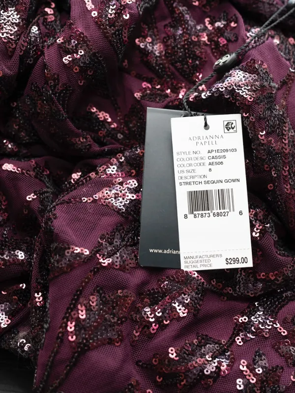 Adrianna Papell - V-Neck Long Sleeve Sequin Mermaid Gown - Image 6