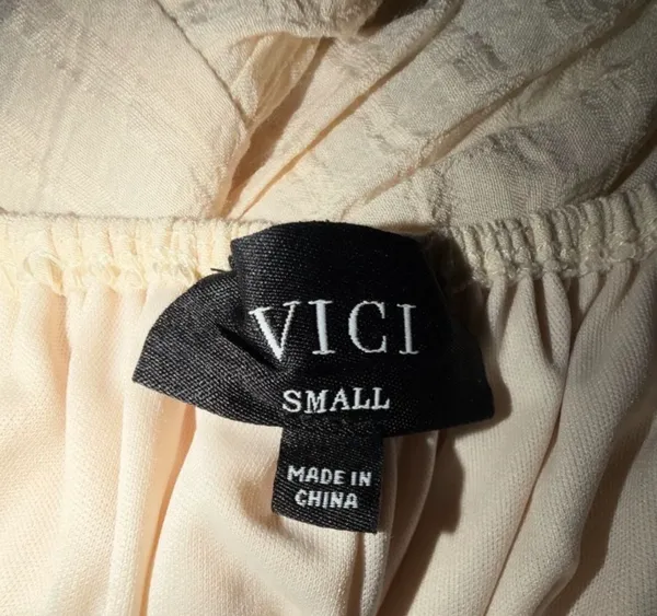 Vici Women's Small Beige Puff Sleeve Tie Back Midi Dress - Image 6