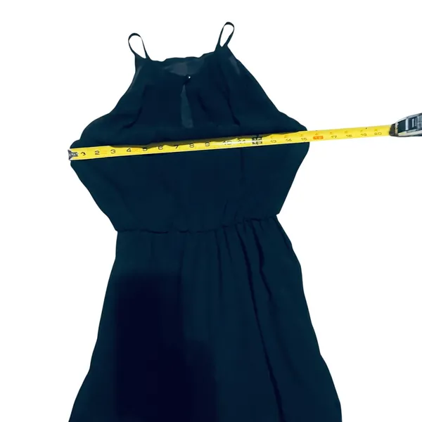 Lush Black High Neck Halter Chiffon Mini Dress XS Cocktail Party Wedding Guestcc - Image 9