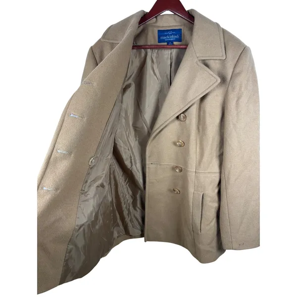 Vintage 2000s Mackintosh New England Camel Wool Blend Peacoat Women's 12 - Image 10