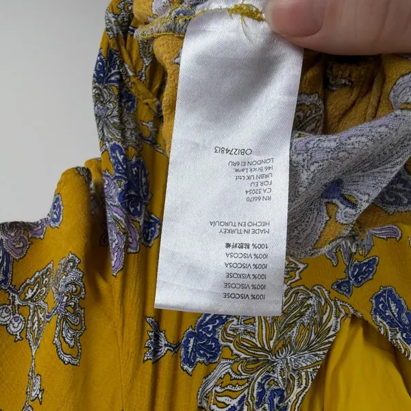 By Anthropologie Robin Tiered Mini Dress Small Yellow Floral Paisley Boho‎ Flowy - Image 8