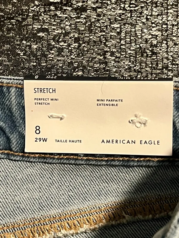 Womens sz8 NWT American Eagle High-Waisted Denim Mini Skirt Light Wash Raw Hem - Image 15