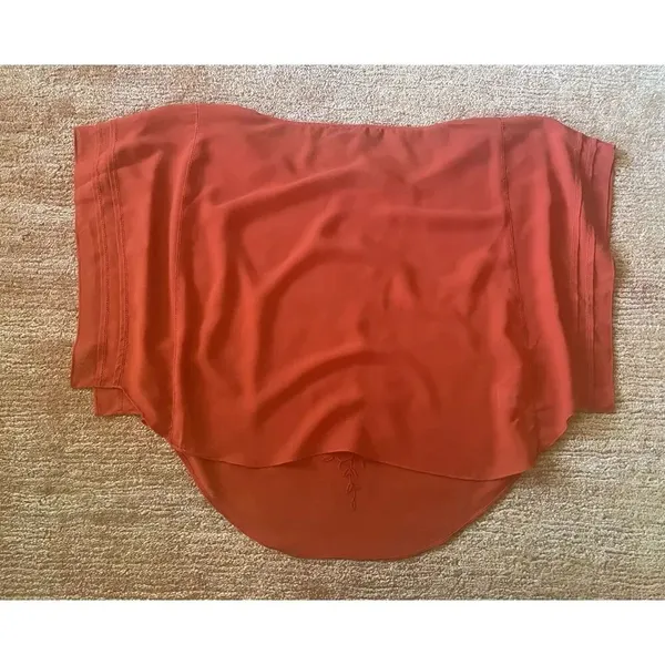 THML Anthropologie Orange Embroidered Cape Flutter Sleeve Sheer Sz M - Image 8
