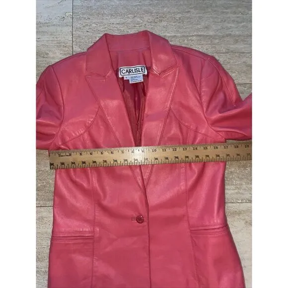 Vintage Carlisle Pink Leather‎ Women's Jacket Sz 4 - Image 3