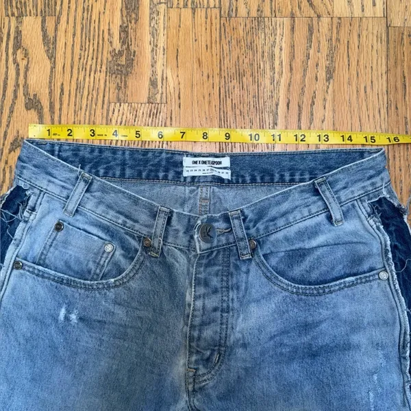 ONE TEASPOON Colorblock Cropped Denim Jeans size 28‎ - Image 6