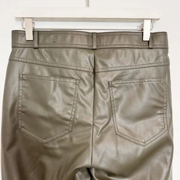 Zara Pants Size Large‎ Black Faux Leather High Rise Split Hem Trouser Mob Wife - Image 9