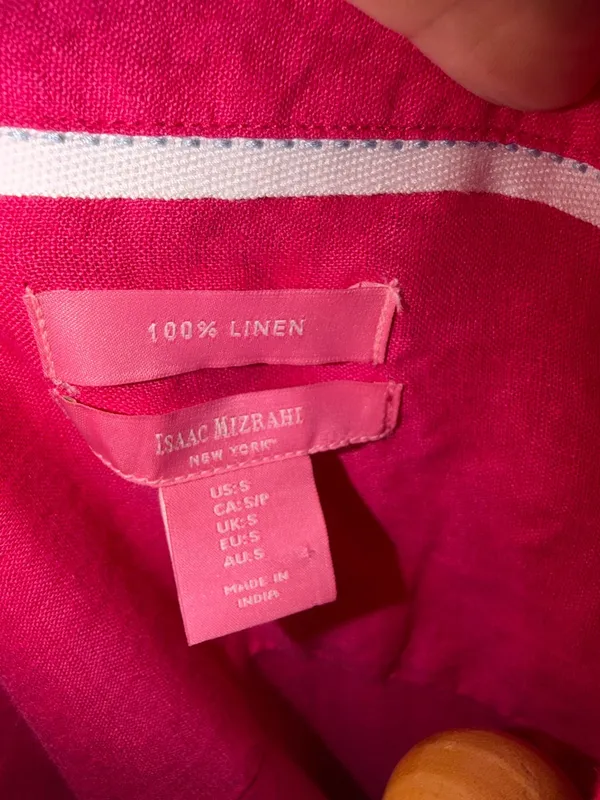 Isaac Mizrahi 100% Linen Bright Pink Linen V-Neck Tunic - Image 7