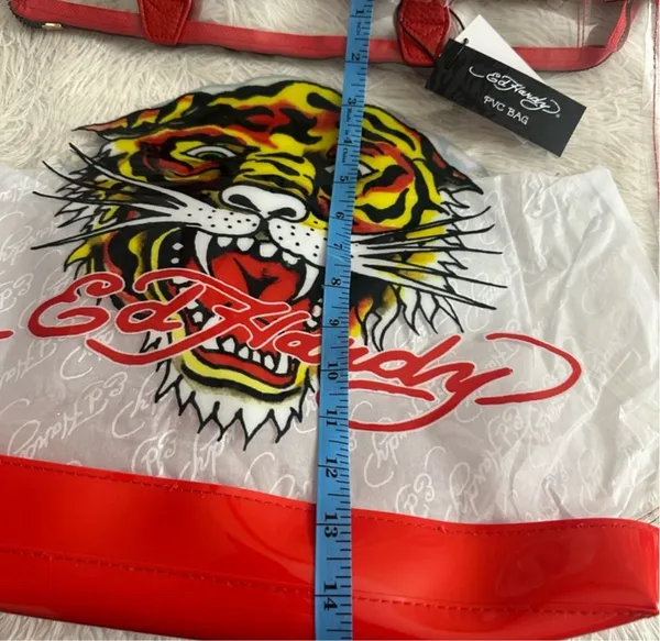 Ed Hardy Clear PVC Tattoo Tiger Carry All Tote With Matching Wallet - Image 9