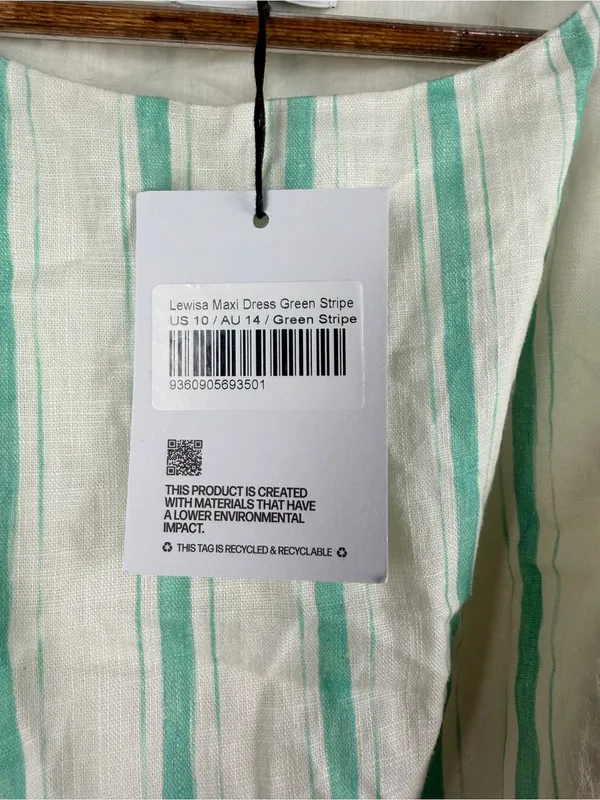 New princess polly Lewisa Stripe Sleeveless Maxi Dress in cream green size 10 - Image 7