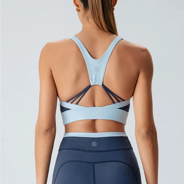 Berlook Activewear Navy Contrast U Neck Sports Bra - Light Support - Image 7