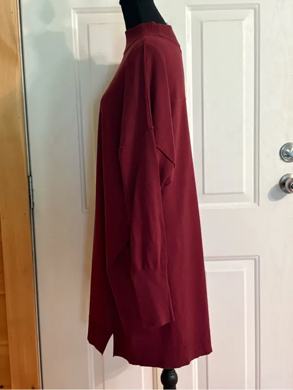 Steve Madden Oversized Mock Neck Sweater Dress in Deep Wine size Large NWT - Image 3