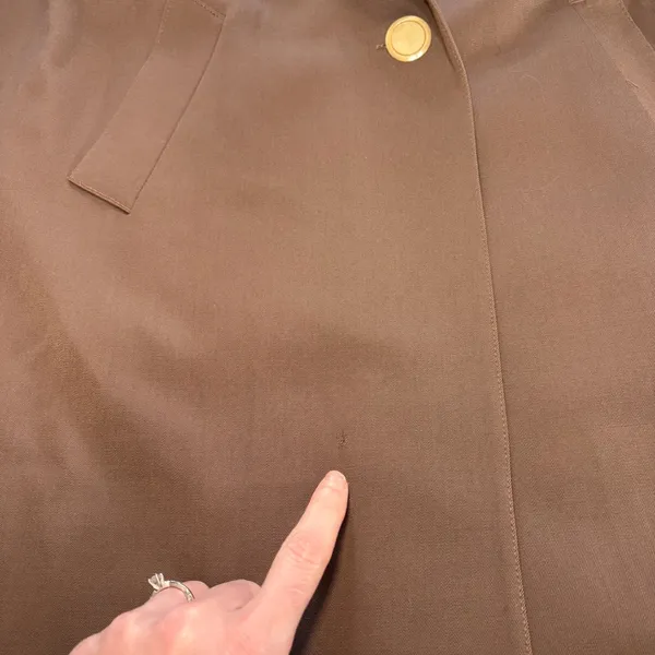 VTG 80s Linda Richards 100%‎ Wool Trench Coat Mauve Brown Made in USA sz 12 FLAW - Image 3