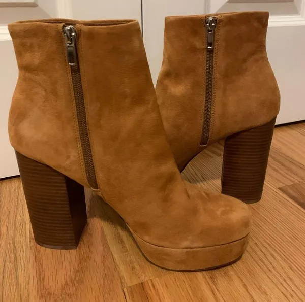 Steve madden cognac gratify platform booties - Image 2