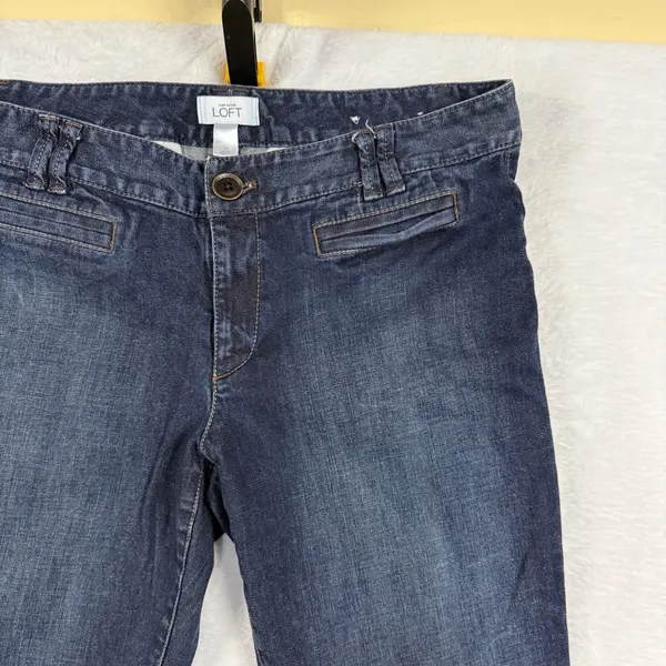 LOFT‎ 36X32 12 Dark Wash Denim Wide Leg Flare Jeans Stretch Retro Classic Preppy - Image 3