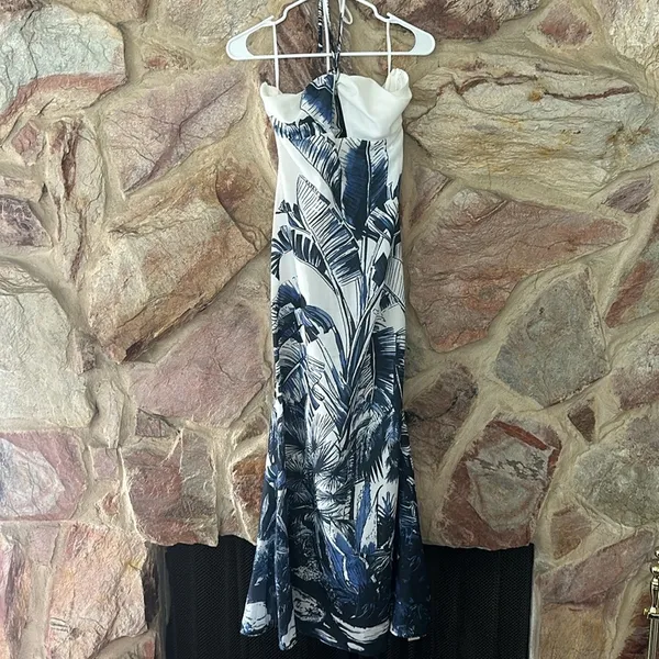 Commense Print Tie Halter Strapless Dress size small - Image 3