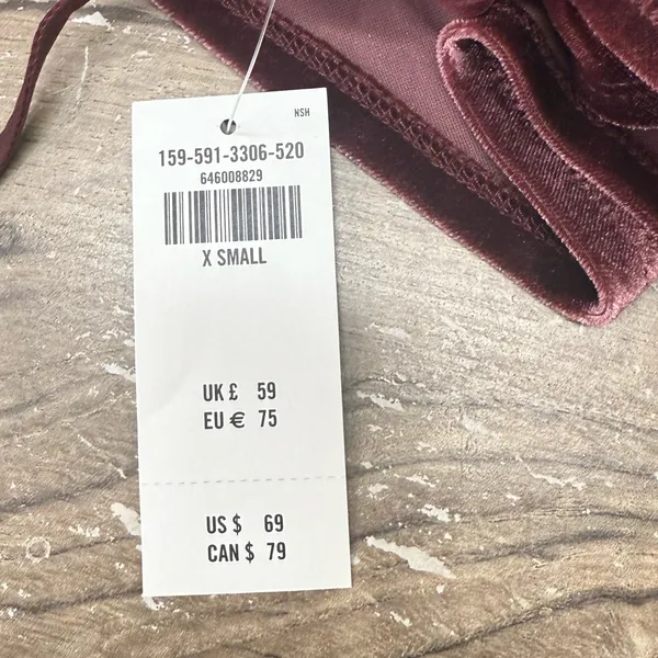 Abercrombie & Fitch velvet slip‎ dress burgundy size xs NWT - Image 4