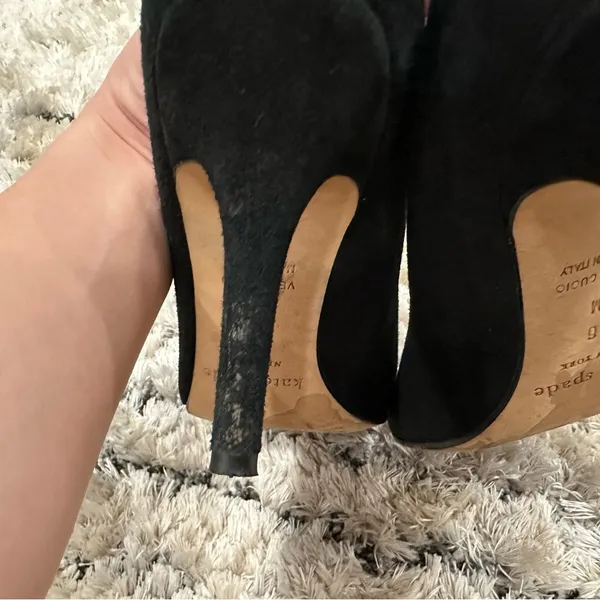 Kate Spade New York Suede Round Toe Pumps in Black - Image 10