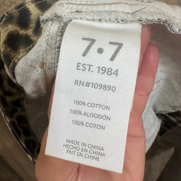 Seven7 Leopard Print Denim Cut Off Short Booty Low Rise Y2K Shorts 26 NWT - Image 3