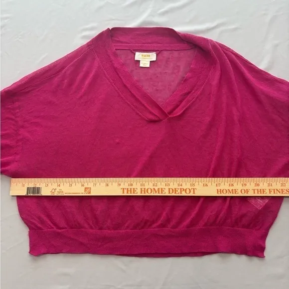 Maeve Anthropologie Magenta Pink‎ V-Neck Sheer Knit Dolman Top XS - Image 6
