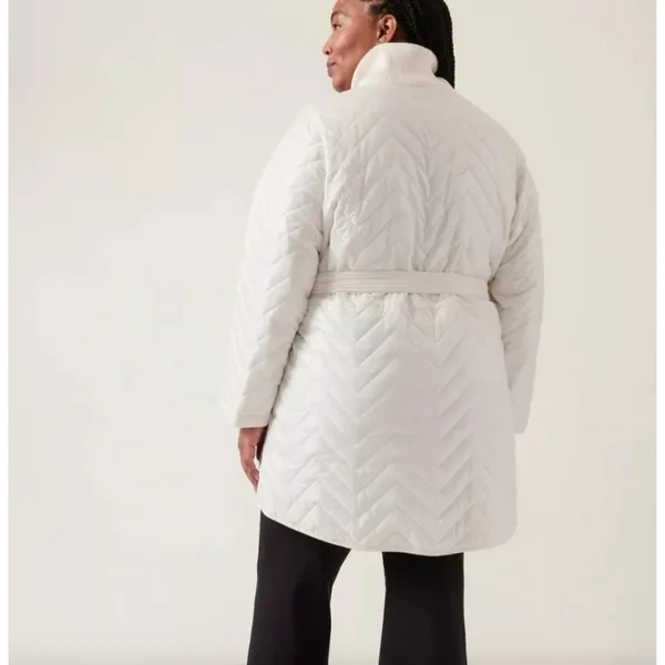 Athleta Mendocino Puffer Coat Quilted White Light Quilted Belted Size 2X NWT - Image 2