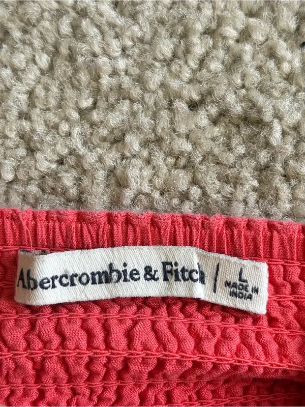 Abercrombie And Fitch Coral Red Linen Blend Summer Beach Lace Up Crop Size Large - Image 2
