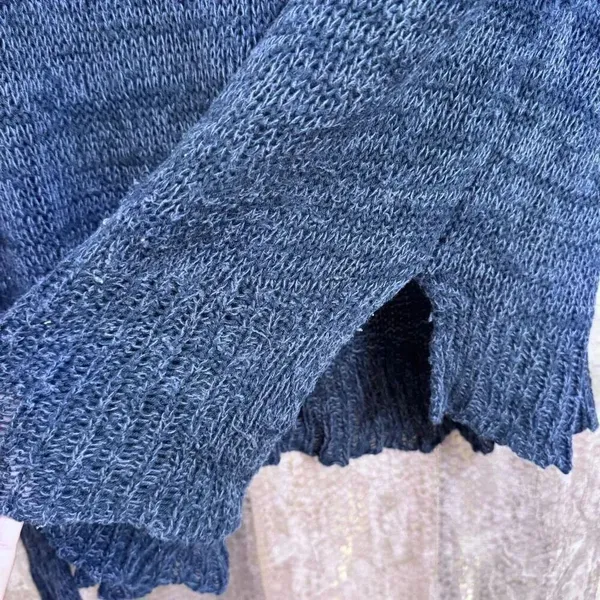 Vintage Abercrombie & Fitch Navy Blue Knit Distressed Boho Grunge Sweater XS/S - Image 8