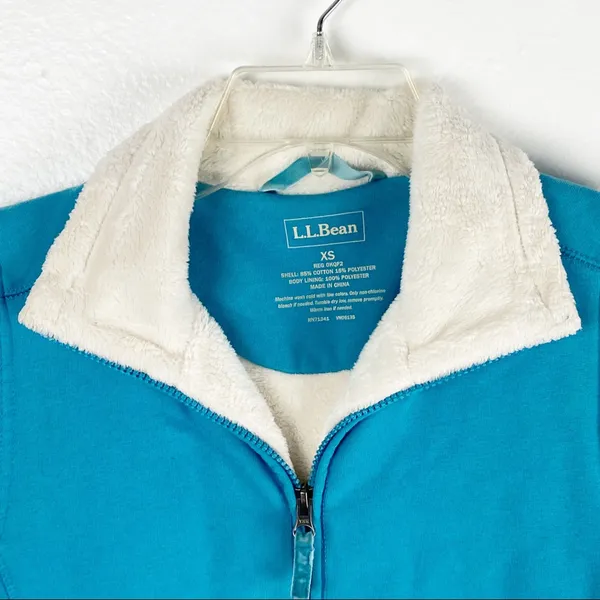 L.L. BEAN Aqua Blue Fleeced Lined Full Zipper Vest Size XS Hiking Outerwear Cozy - Image 6