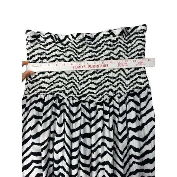 Cato Strapless Maxi Dress Chevron Print Black White Yellow Smocked Bodice 18/20W - Image 4