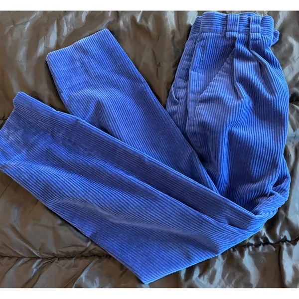 Francis Ferent Brussels Vintage Blue Corduroy Pleated Tapered Pants Sz small - Image 9