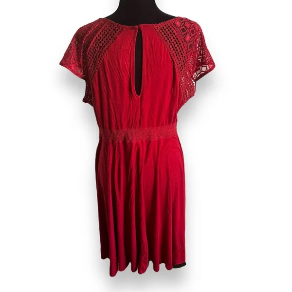 Torrid Womens Dress Sz 0‎ L 12 Red Mini Super Soft Lace Inset Skater NEW - Image 9