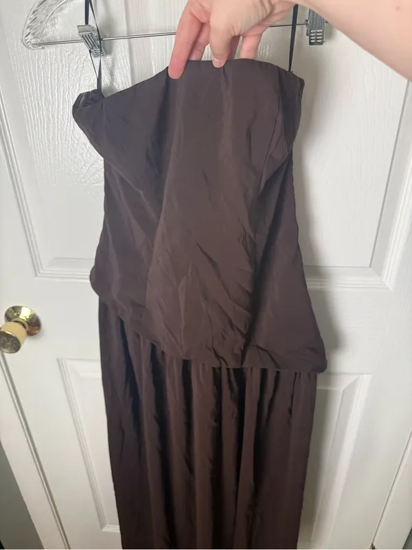 Princess Polly Odela Strapless Drop Waist Maxi Dress Chocolate 6 - Image 3