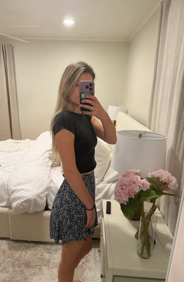 Navy Blue Floral Skirt - Image 2