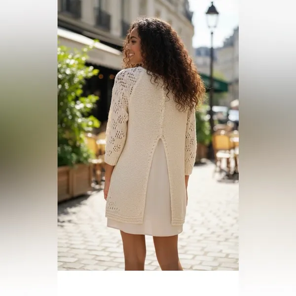 Altar'd State Cream Crochet Tunic Sweater/Mini Dress, size M/L - Image 3