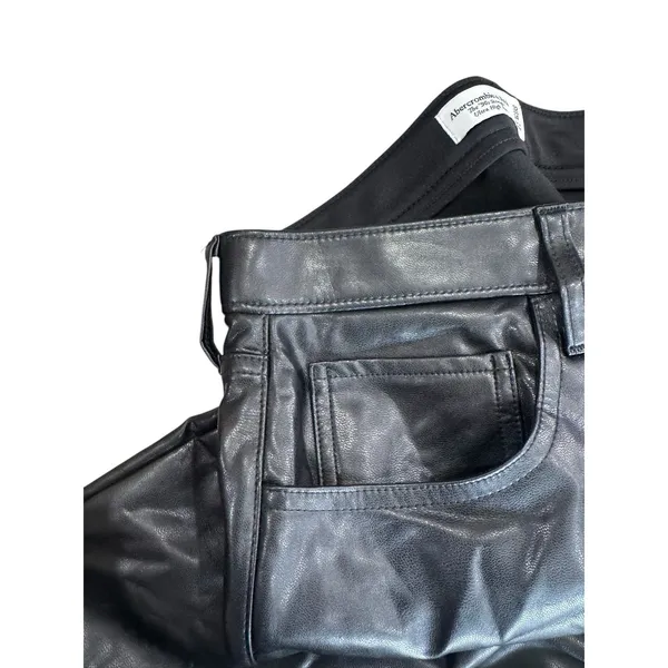 Abercrombie 90s Straight Vegan Leather Pants Womens 32 14 Ultra High Rise Black - Image 6