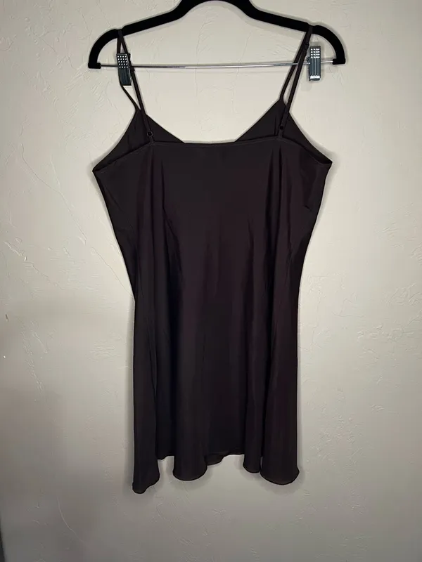 Anna Sui Vintage Chocolate Brown Sheer Spaghetti Strap Slip Mini Dress Y2K 90s - Image 7