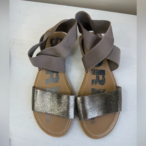 Sorel Ella II Ash Brown Metallic Leather Sandal SZ 9.5 - Image 3