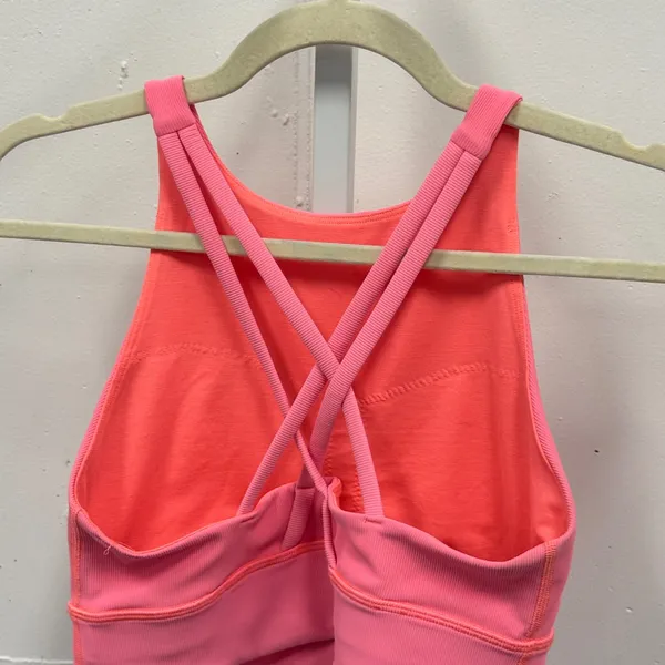 Lululemon Energy Bra High Neck Longline Ribbed Hot Pink W2CKSS Size 8 Athleisure - Image 4