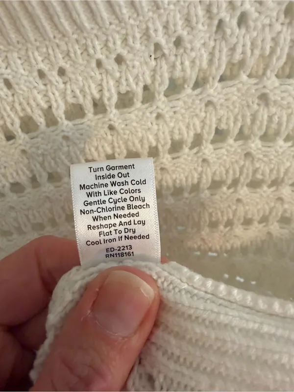 Evereve‎ White Open Knit Crochet Sweater Medium Cotton Blend Boho Coastal - Image 6