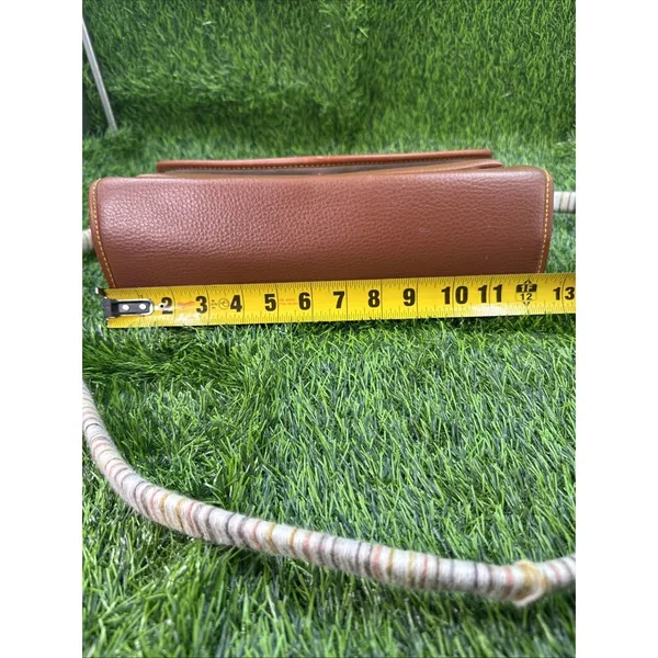 Dooney & Bourke All Weather Leather Bag Vintage Yellow Stitching,Braided Handle - Image 6