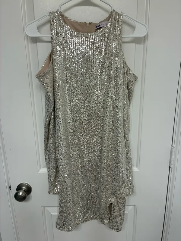 Silver Sparkly Mini Dress - Image 3