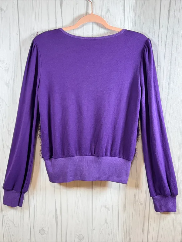 RYU Purple‎ Very Fairy Coquette Mesh Front Button-up Cardigan, Large - Image 7