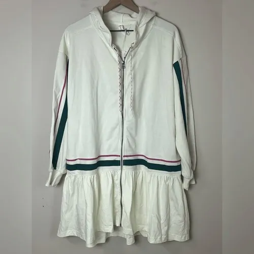 Anthro Daily Practice Front-Zip Sweatshirt Tennis Dress‎ Varsity Mini Hood Sz XS - Image 2
