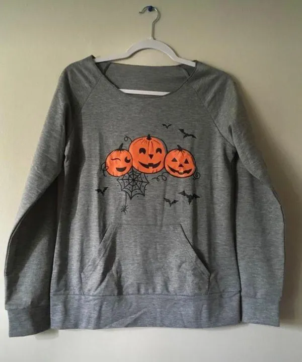 Pumpkin Sweatshirt, Medium 🎃 Gray - Image 2