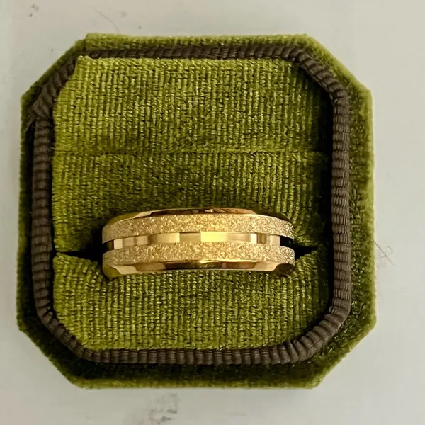 Yellow Gold Plated Tungsten Carbide Double Frosted Glittery Wedding Band Ring S - Image 2
