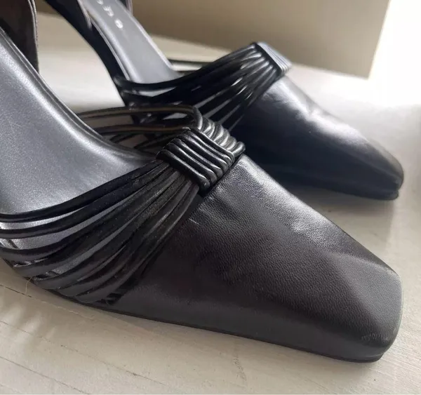 Apostrophe vintage leather upper pointed - toe pumps heels 7 U.S black - Image 4