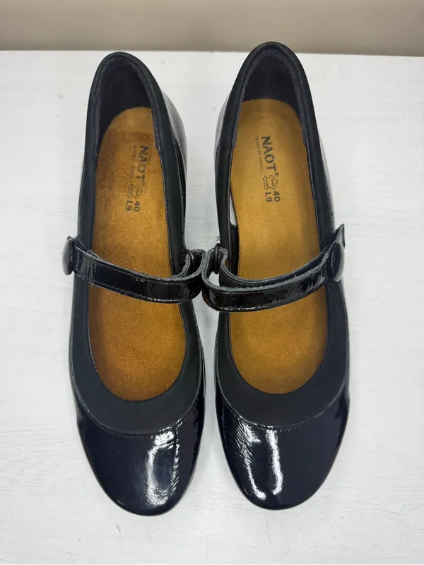 Naot Women's Trendy Patent Leather Shoes 40 US 9 Strappy Black Heels Mary Jane - Image 4