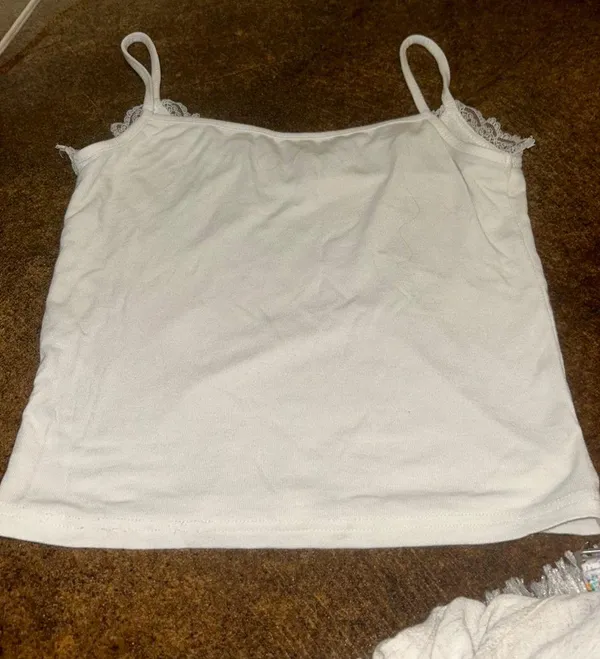 Laced Trimmed Women’s Cami Top White - Image 2